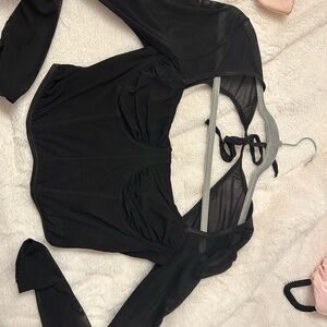 Elegant Black Sheer Long Sleeve Top
